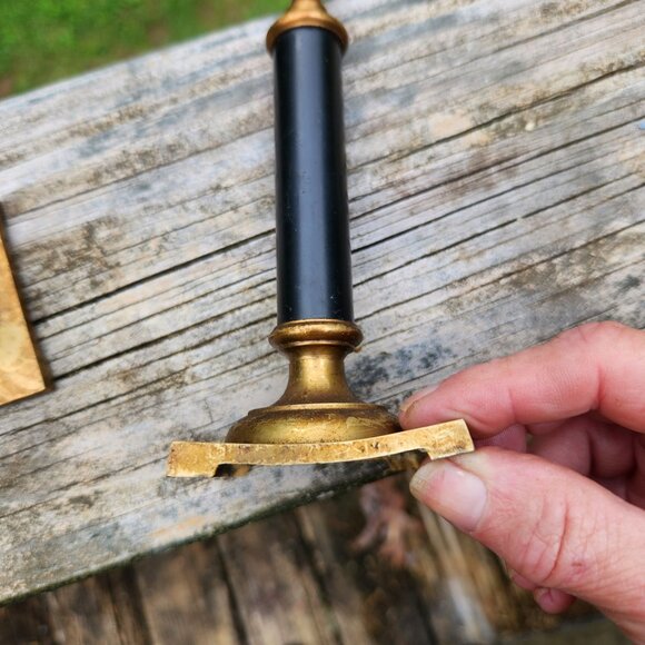 Vintage 1980s Heavy Brass & Black Unesco Candlestick Holders 7" Tall Made In Tai - Picture 9 of 10